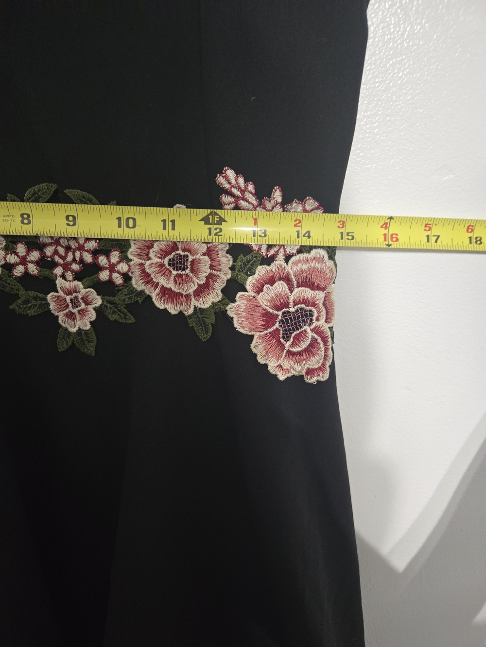B. Smart Black Midi Dress with Pink Floral Embroidery - Picture 6 of 6
